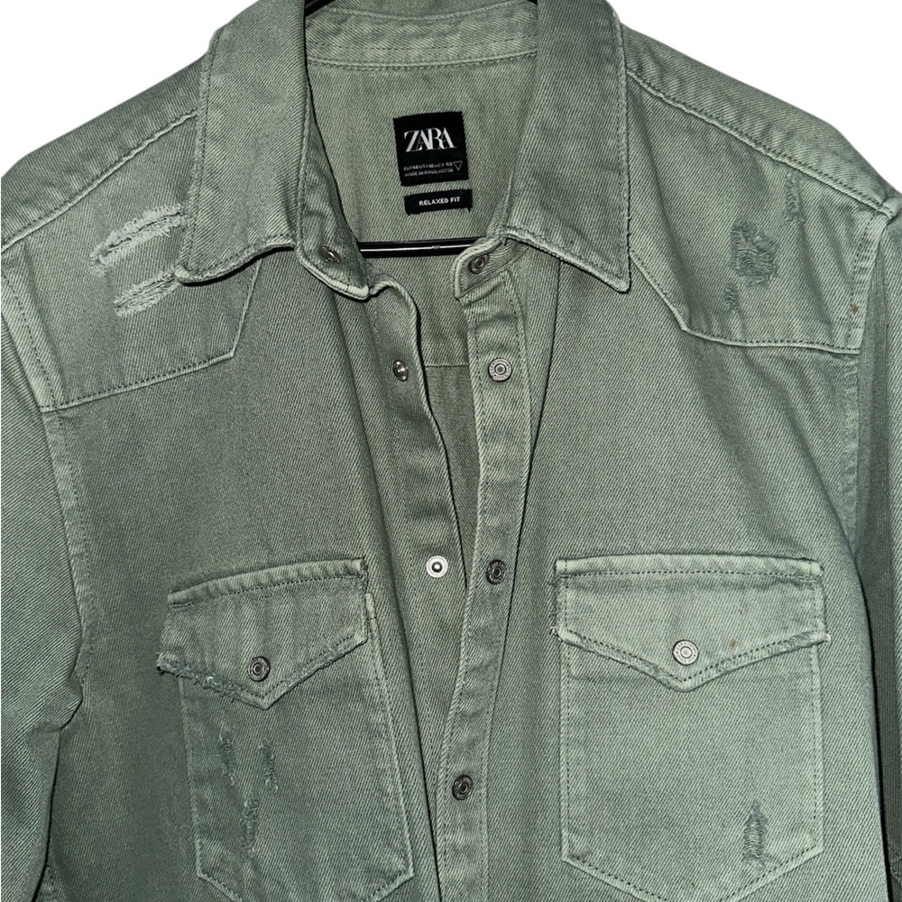 Zara Olive Green Casual Shirt